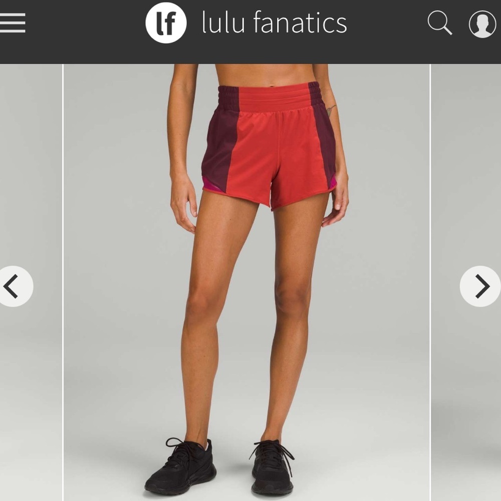 Lululemon Hotty Hot High-Rise Short 4" sz 4 Red Rock Merlot Pomegranate 4054